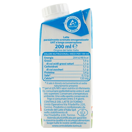 Latte Parzialmente Scremato Lunga Conservazione 200 ml